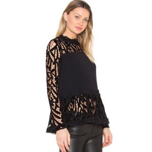 Alexis Karl Velvet Elegant Black Lace Top
